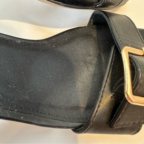 Steve Madden Black Strappy Sandals with Gold Buckle - Picture 3 of 12